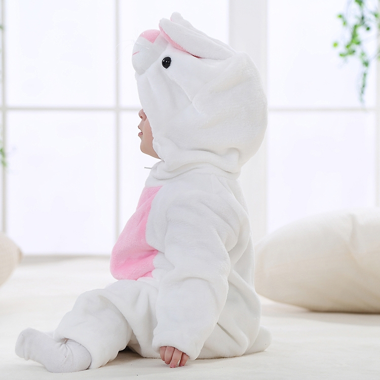 MICHLEY OEM Infant White Cute Rabbit Jumpsuits Flannel Girls Halloween Bunny Romper Baby Clothes QWE12