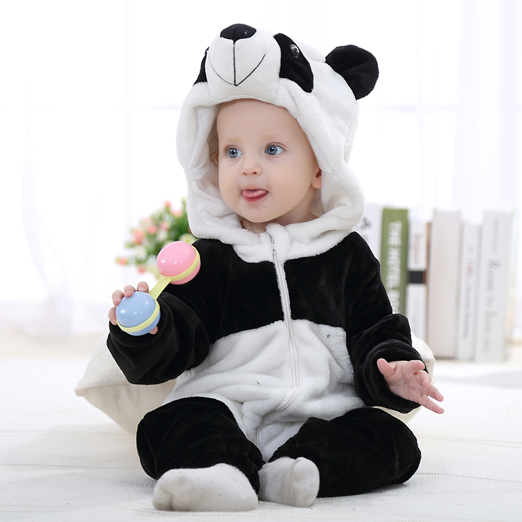 MICHLEY Winter Warm Black&amp;White Panda Clothing 0-3 Years One Piece Pajamas Girls Boys Baby Rompers QWE1