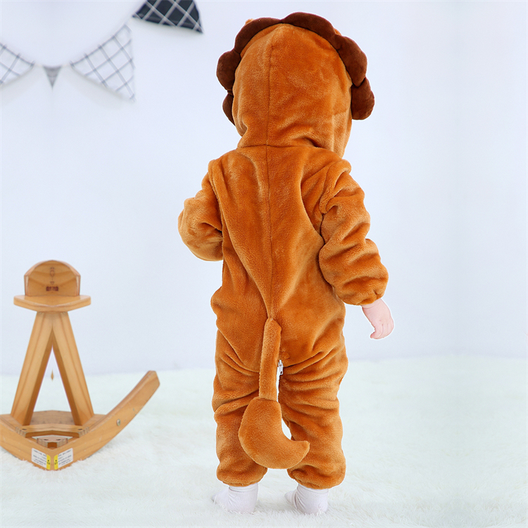 MICHLEY New Long-sleeved Flannel Clothes Unisex Hooded Winter Animal Baby Romper ASD7