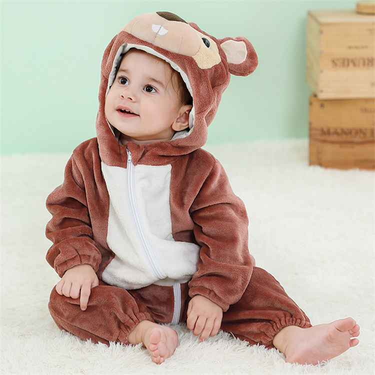 Michley New Born Baby Wears Pajamas Animal Coral Fleece Winter Jumpsuit Boys Romper Toddler Clothes ASF10