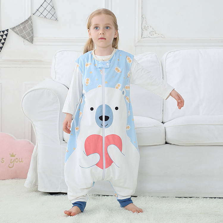 Michley Cartoon Polar Bear One Piece Pajamas Girls Sleeveless Nightgown Kids Boys Pajamas SD06-BJX