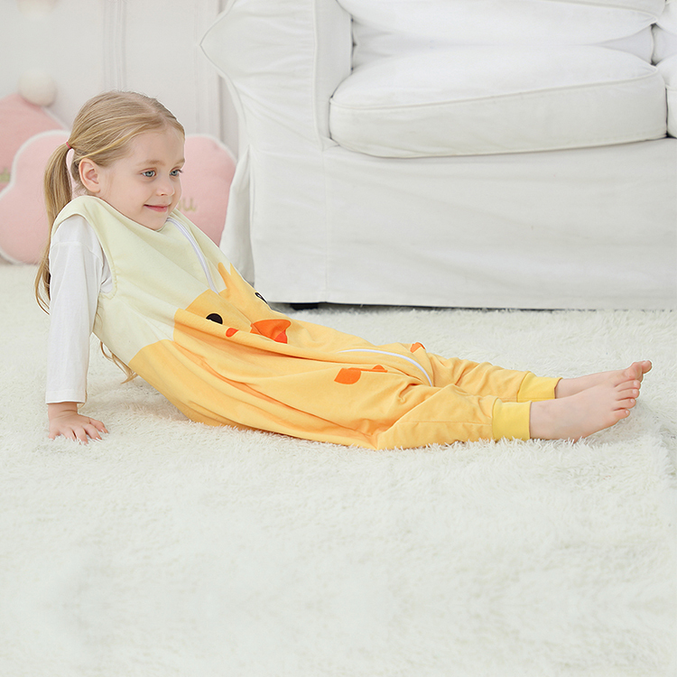 Michley Summer One Piece Kids Sleeping Bag Sleeveless Yellow Duck Toddler Girls Pajamas SD06-HY