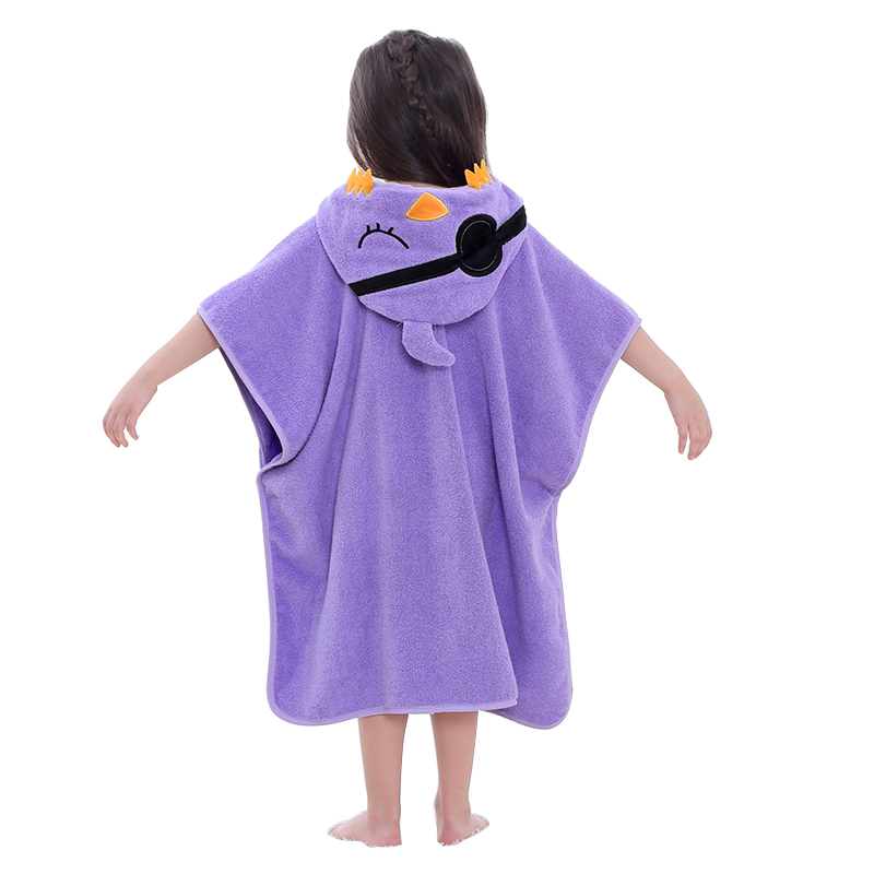 MICHLEY 100% Cotton Cartoon Print Kids Poncho Beach Towel Hooded Baby Bath Towel WEF-PU
