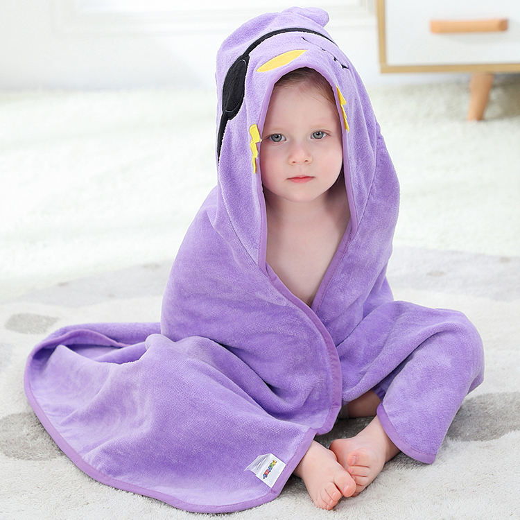 MICHLEY Children Soft Cartoon Bathrobe Boys Hooded Animal Bath Robe Girls Kids Beach Towels WEC-PU