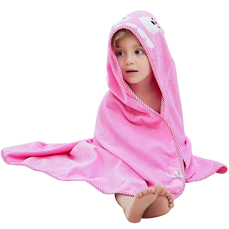 MICHLEY Fast Shipping Girls Pink Bath Robe Kids Easter Gift 100%Cotton Children Beach Towel Kids QWA5