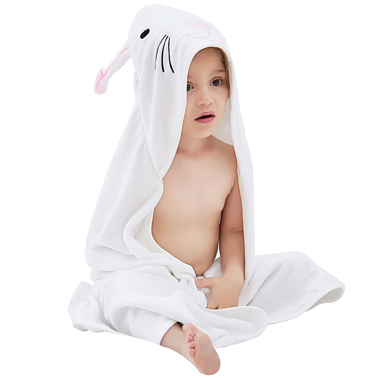 MICHLEY Hotsale White Easter Rabbit Bathrobe Gift Children 100%Cotton Design Hooded Boys Kids Towels QWA1