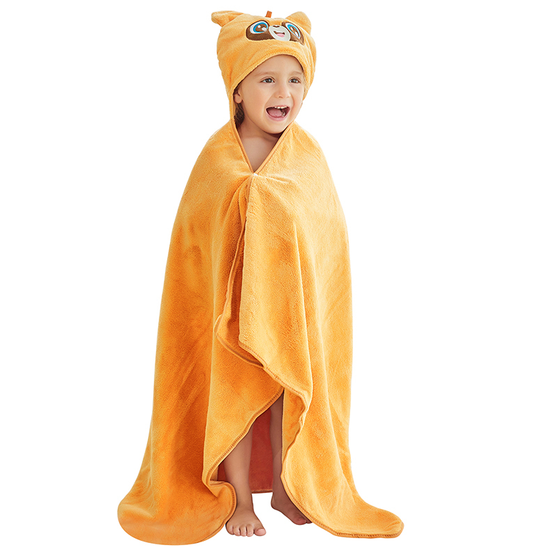 Michley Children Raccoon Cartoon Bath Robe Girls Bathrobe Boys Animal Beach Kids Hooded Towel 20PJ-WX