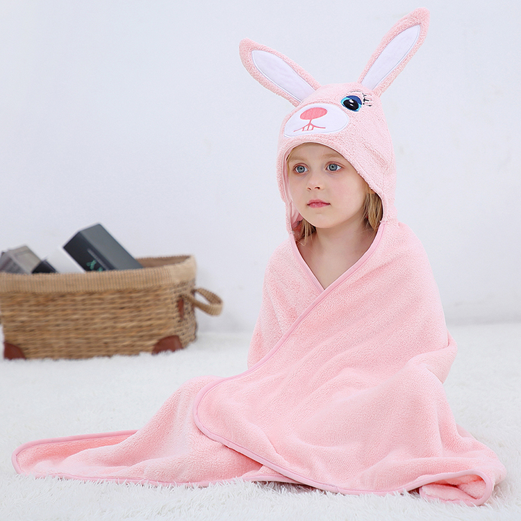 Michley Coral Fleece Bathroom 3D Animal Baby Hooded Bath Towel for Kids JKL-FT