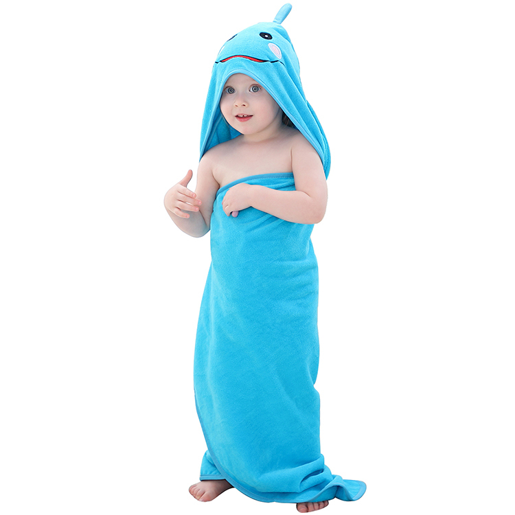 MICHLEY Spring and autumn new children's bathrobe animal cartoon baby Cape pure cotton baby bath towel Cape WEH-SB