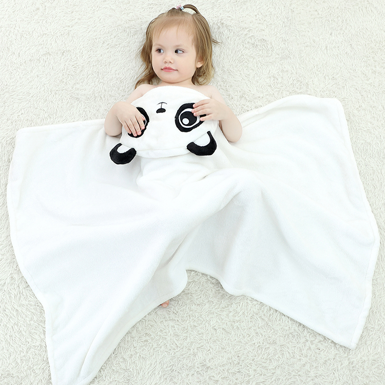 Michley Summer 100% Flannel Cartoon Panada Solid Color Knitted Baby Animal Blanket GT-panda