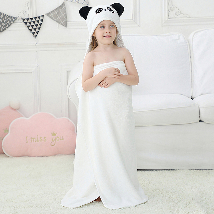 Michley Kids Elephant Towels Girls Flannel Bathrobe Hooded Baby Towel with Hood 20PJ-XM