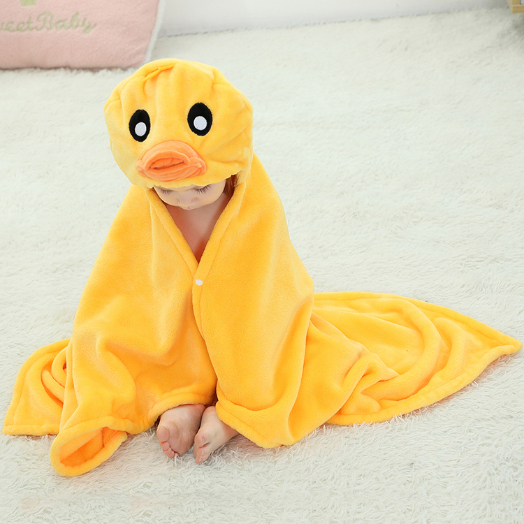 Michley Summer 100% Flannel Cartoon Panada Solid Color Knitted Baby Animal Blanket GT-duck