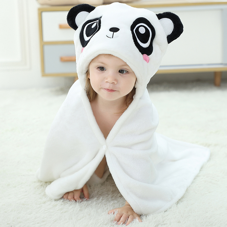 Michley Summer 100% Flannel Cartoon Panada Solid Color Knitted Baby Animal Blanket GT-panda