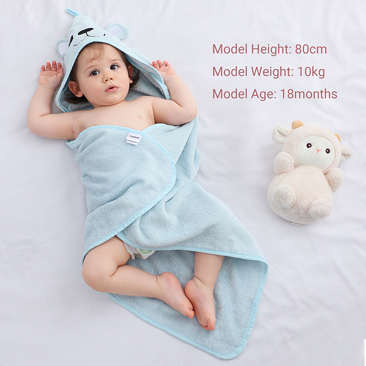 MICHLEY 75*75 cm Summer Hot Selling Bamboo Fiber Towels for Children Soft and Cheap Bath Towels Hooded Blue Dog Cotton Towel Z1-XG