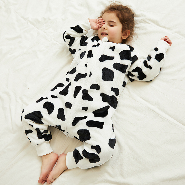 Michley Kids Pajamas Cartoon Cow Round neck Girls Boy Onesies Jumpsuits Kid Pyjamas F01-NN