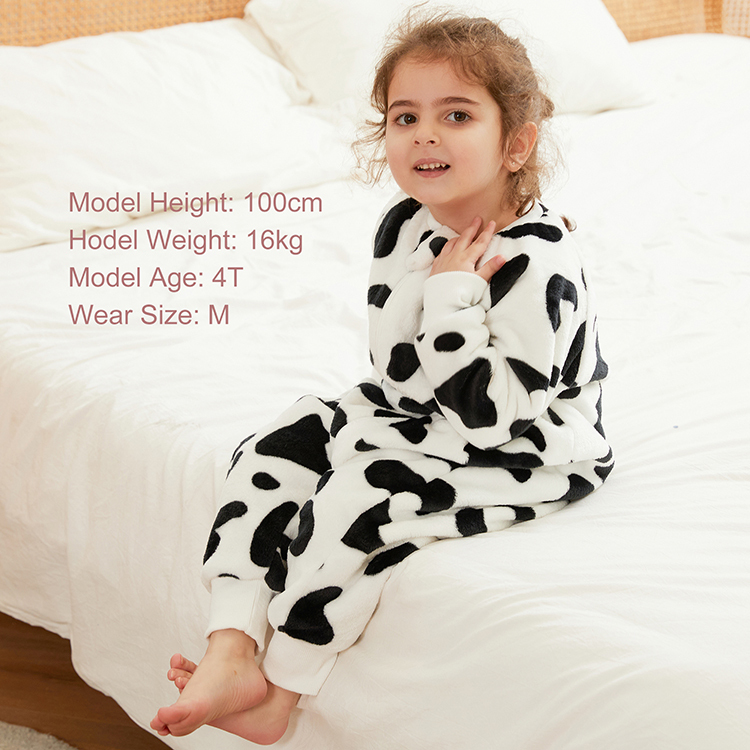 Michley Kids Pajamas Cartoon Cow Round neck Girls Boy Onesies Jumpsuits Kid Pyjamas F01-NN