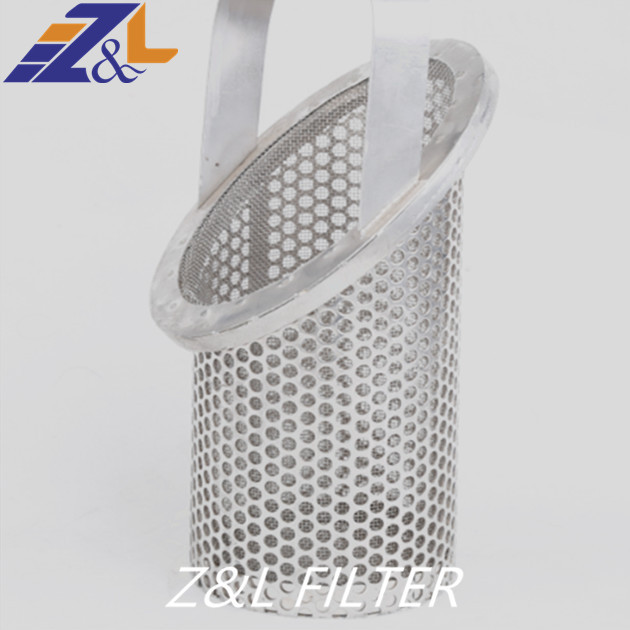 Customized 304 316 flange pipe filter cartridge Stainless Steel Basket Filter