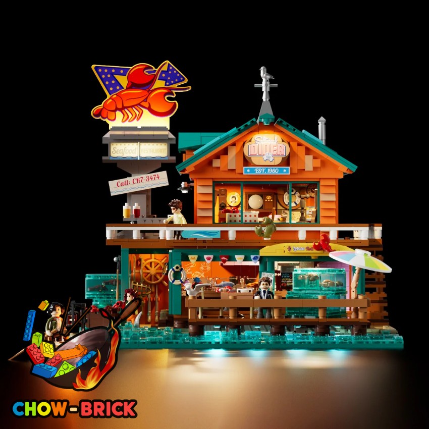 Lumibricks 18010 Seafood Restaurant w/ Lights - View 7 Lumibricks 18010 Seafood Restaurant w/ Lights - View 7