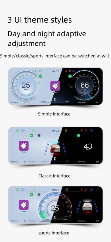 UPSZTEC For Tesla Model 3 Y Head Up Display Screen Dashboard Instrument Panel Speedometer Culster HUD Touch Screen Digital Center Console Dashboard