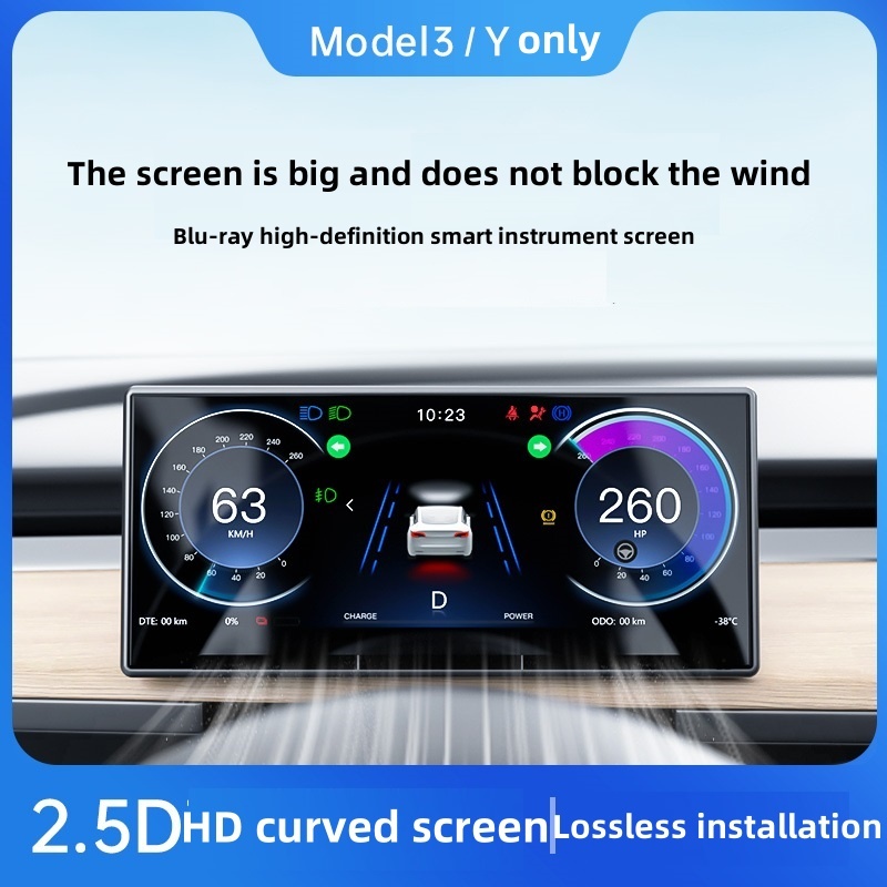 UPSZTEC For Tesla Model 3 Y Head Up Display Screen Dashboard Instrument Panel Speedometer Culster HUD Touch Screen Digital Center Console Dashboard