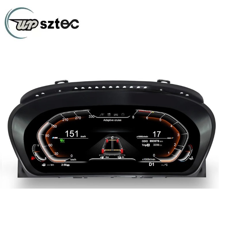 UPSZTEC 12.3inch LCD Dashboard Panel Upgrade Car Digital Cluster Instrument for BMW 5 series E60 CCC 2004-2009 Virtual CockPit SpeedMeter