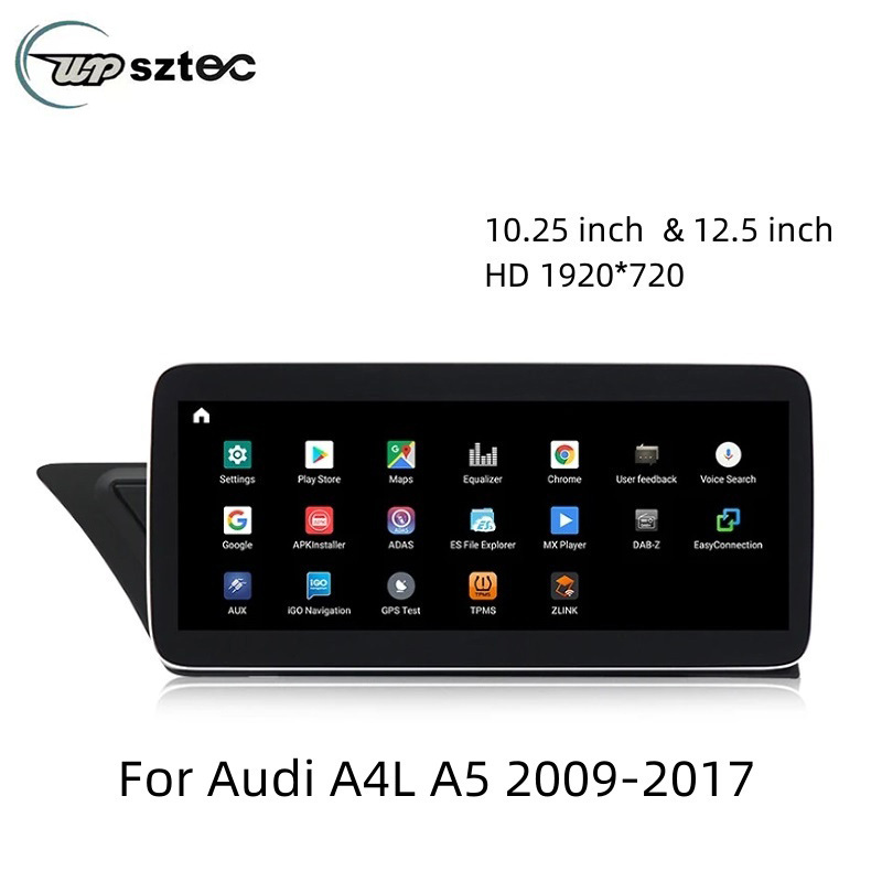 UPSZTEC HD Android 13 System Qualcomm 662 Car Screen Player For Audi A4L A5 2009-2017 GPS Navi Multimedia Stereo WIFI 4G Wireless Carplay