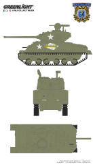 1:64 Battalion 64 Series 6 61060-B 1:64 Battalion 64 Series 6 – 1944 U.S Sherman M4A3 Tank - Thunderbolt VI - U.S. Army WWII - New Turret and Gun Barrel Tooling