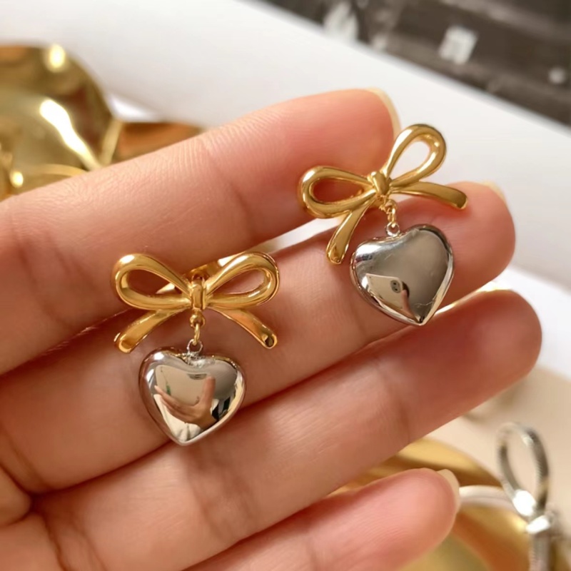 Bow Heart Earrings