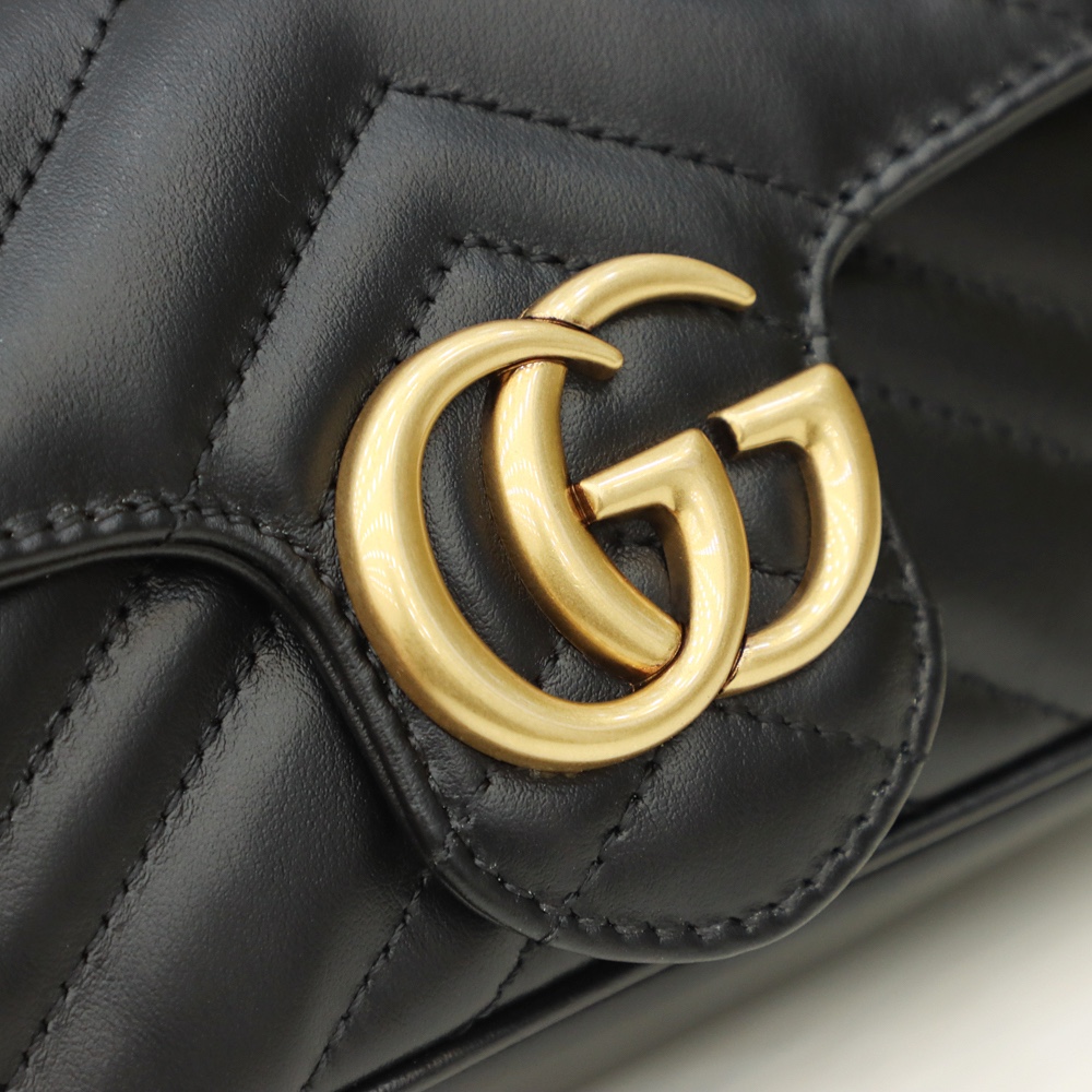 Gucci GG Marmont 鏈條包 黑色 細節圖