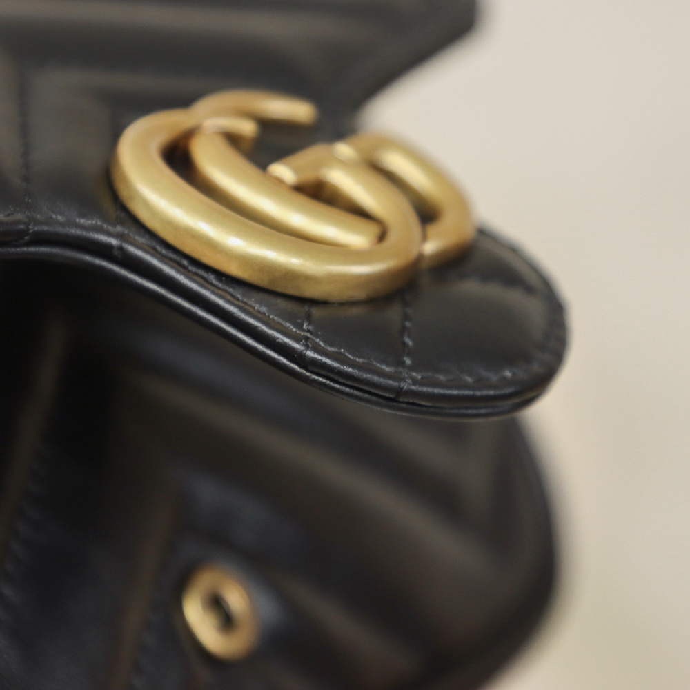 Gucci GG Marmont 鏈條包 黑色 細節圖