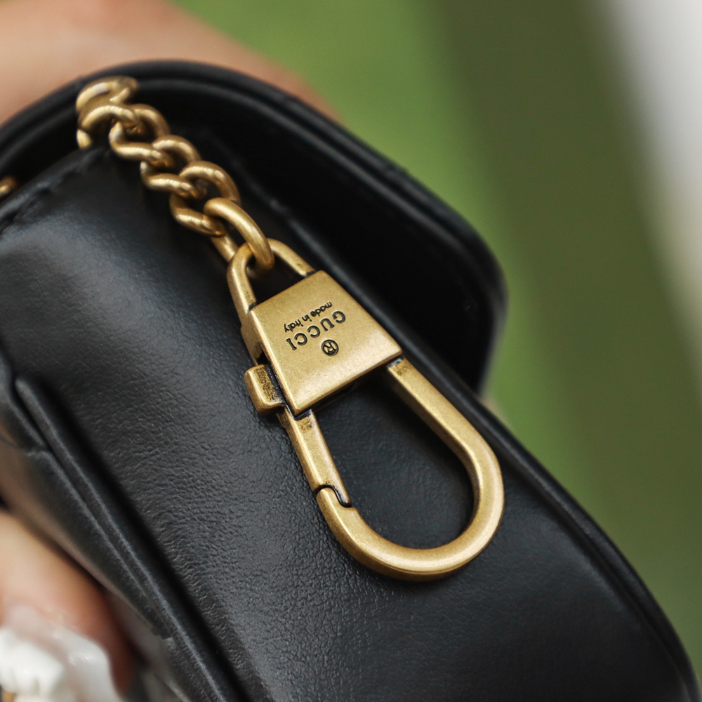 Gucci GG Marmont 鏈條包 黑色 細節圖