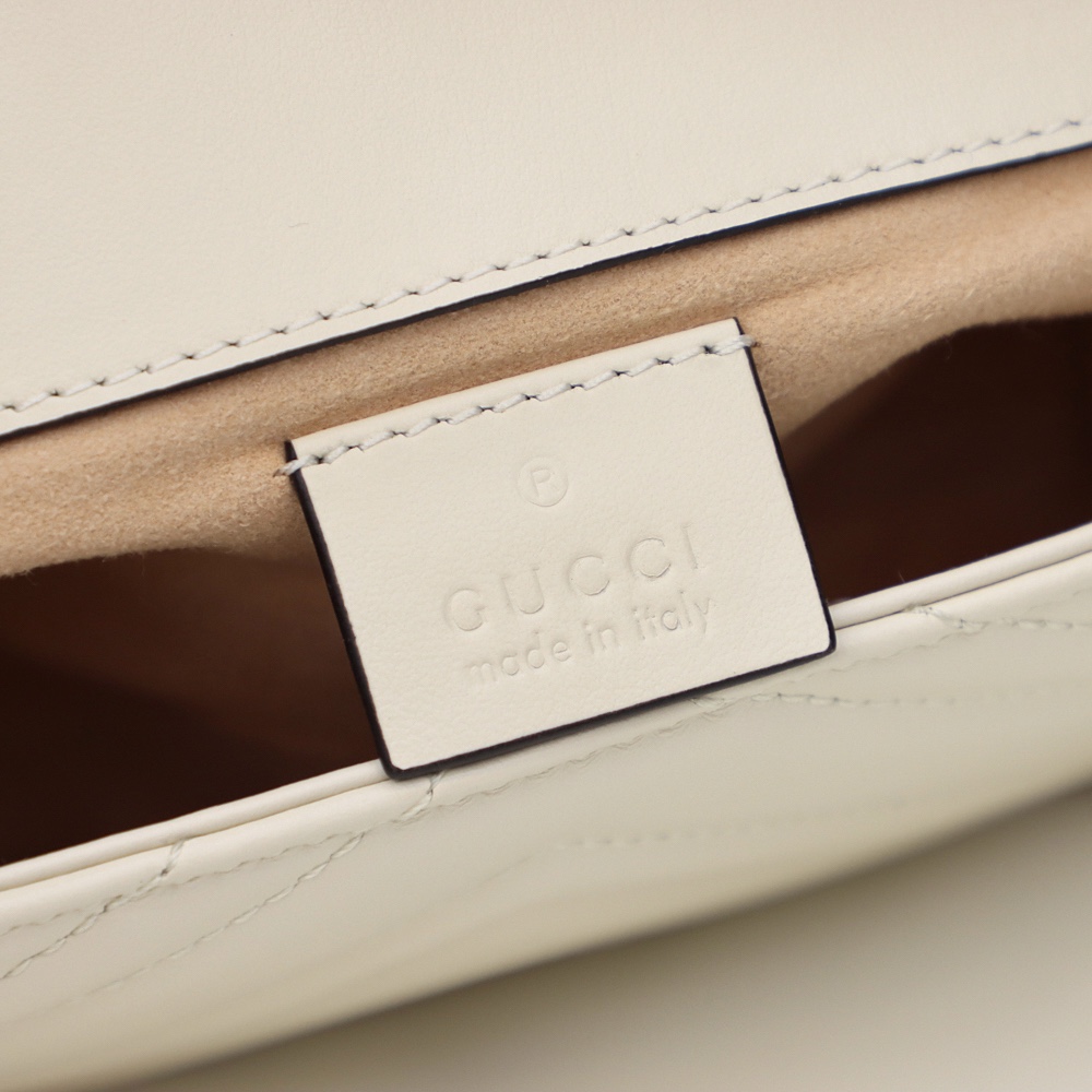 Gucci GG Marmont 鏈條包 白色 細節圖