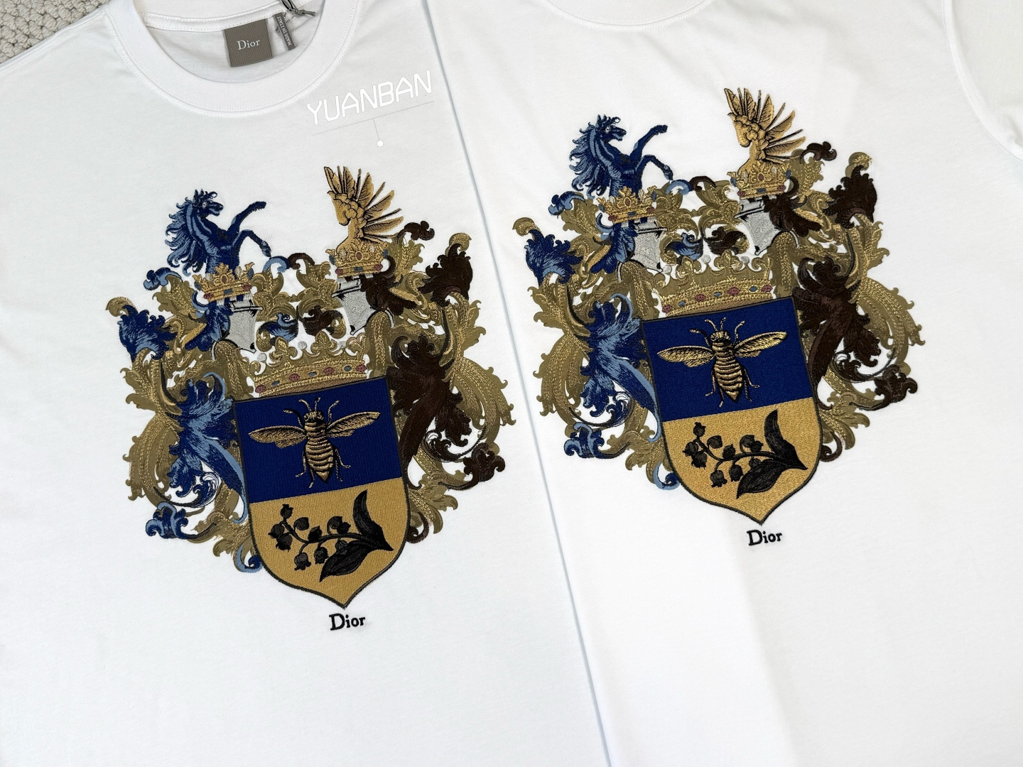 Dior Blason T恤刺繡真假對比圖