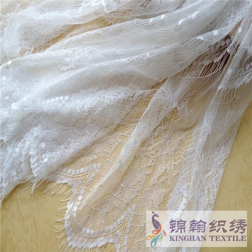 Exquisite Chantilly Lace Fabric in White Soft Eyelash Fabric