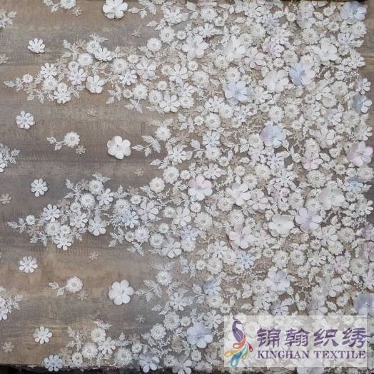 3d lace fabric for wedding dress Top quality 3d flower lace