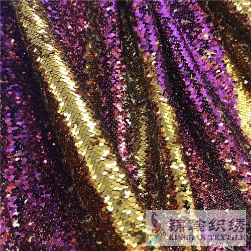 Two Sided Reversible Sequins Fabric on Stretch Mesh