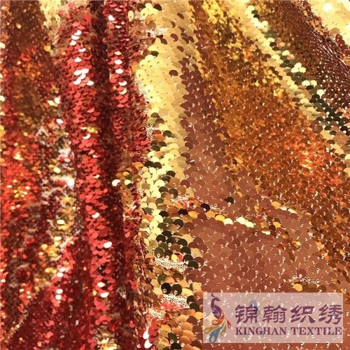 Two Sided Reversible Sequins Fabric on Stretch Mesh