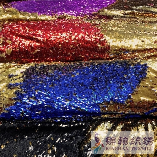 Two Sided Reversible Sequins Fabric on Stretch Mesh