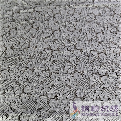 KHLF2004 White Floral Guipure Lace Fabric