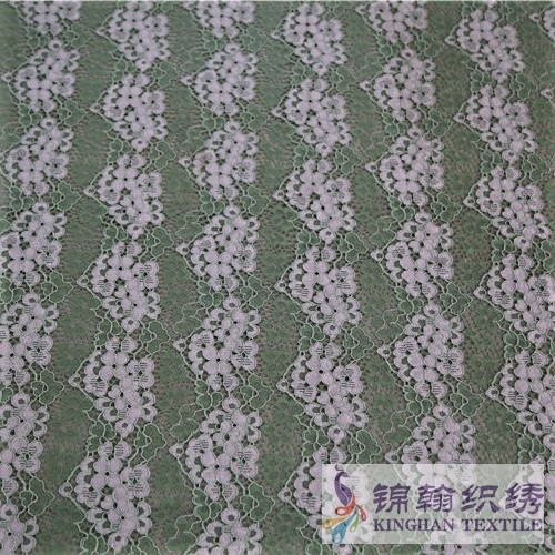 KHLF3010 Green Pink Two-tone Floral Corded Lace Fabric