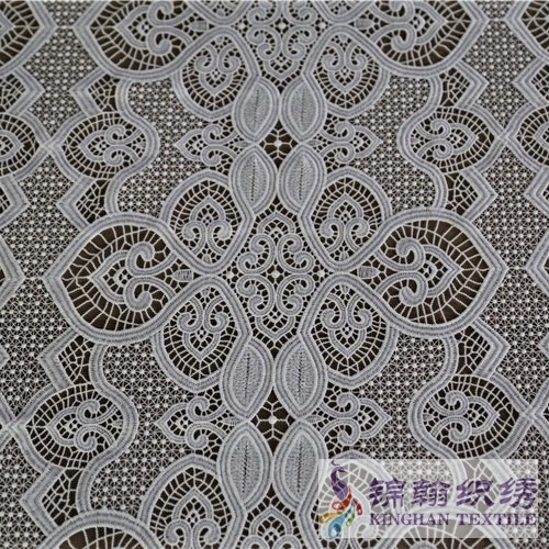 KHLF2008 White Floral Guipure Lace Fabric