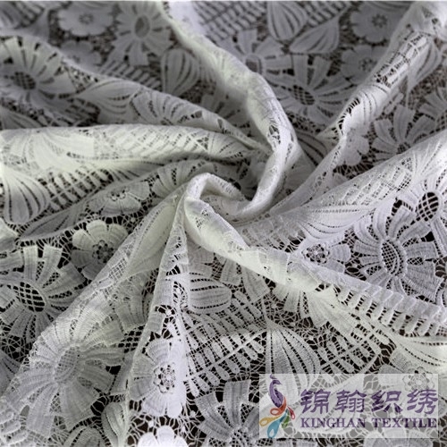 KHLF2004 White Floral Guipure Lace Fabric