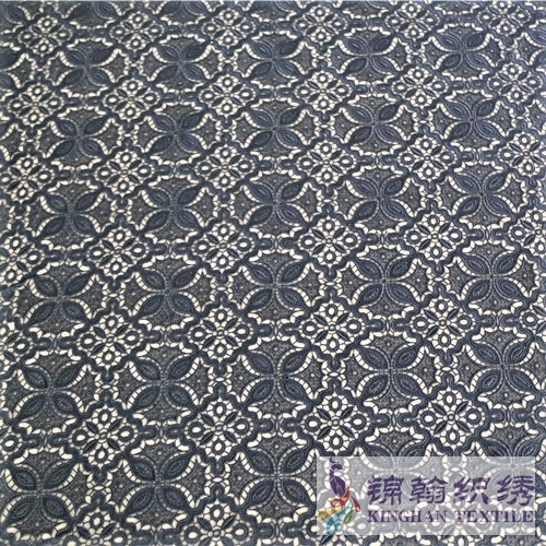 KHLF2003 Black Floral Guipure Lace Fabric