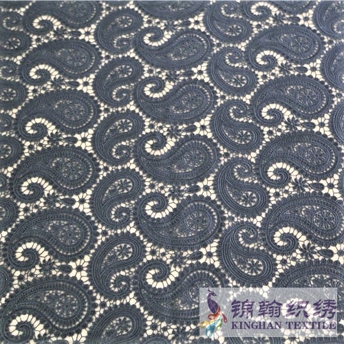 KHLF2002 Black Floral Guipure Lace Fabric