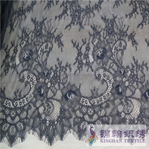 KHLF1009 Black Cut Eyelash Chantilly Lace Fabric