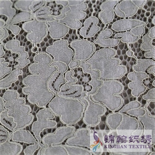 KHLF3003 Light Yellow Floral Corded Lace Fabric