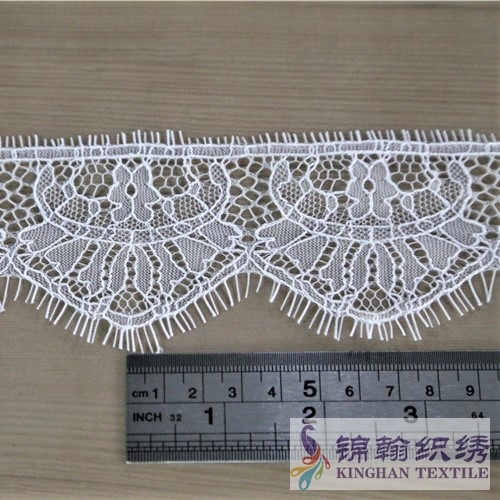 KHLT1026 6.5cm White Eyelash Chantilly Lace Trim