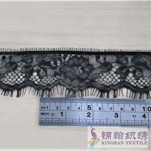 KHLT1027 5.5cm Black Eyelash Chantilly Lace Trim