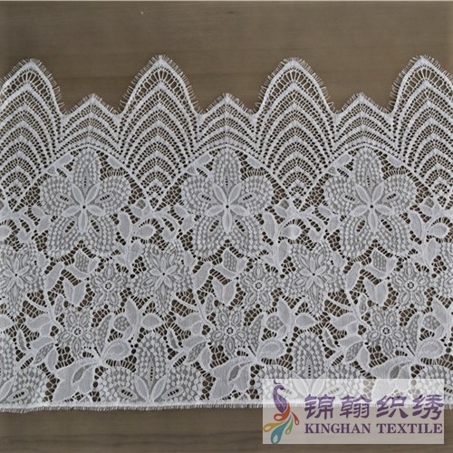 KHLT1001 45cm White Eyelash Chantilly Lace Trim