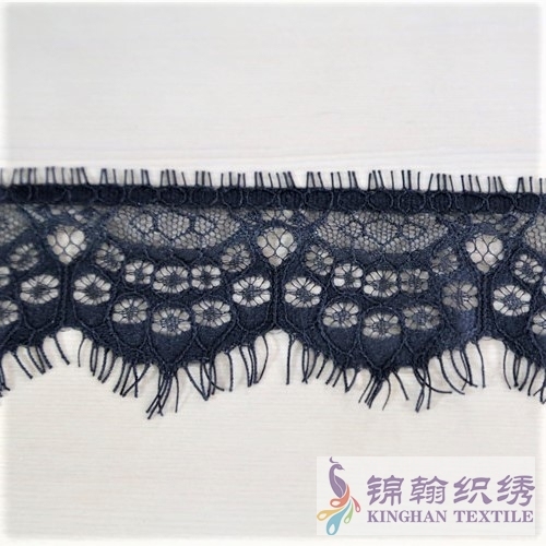 KHLT1032 6cm Black Eyelash Chantilly Lace Trim